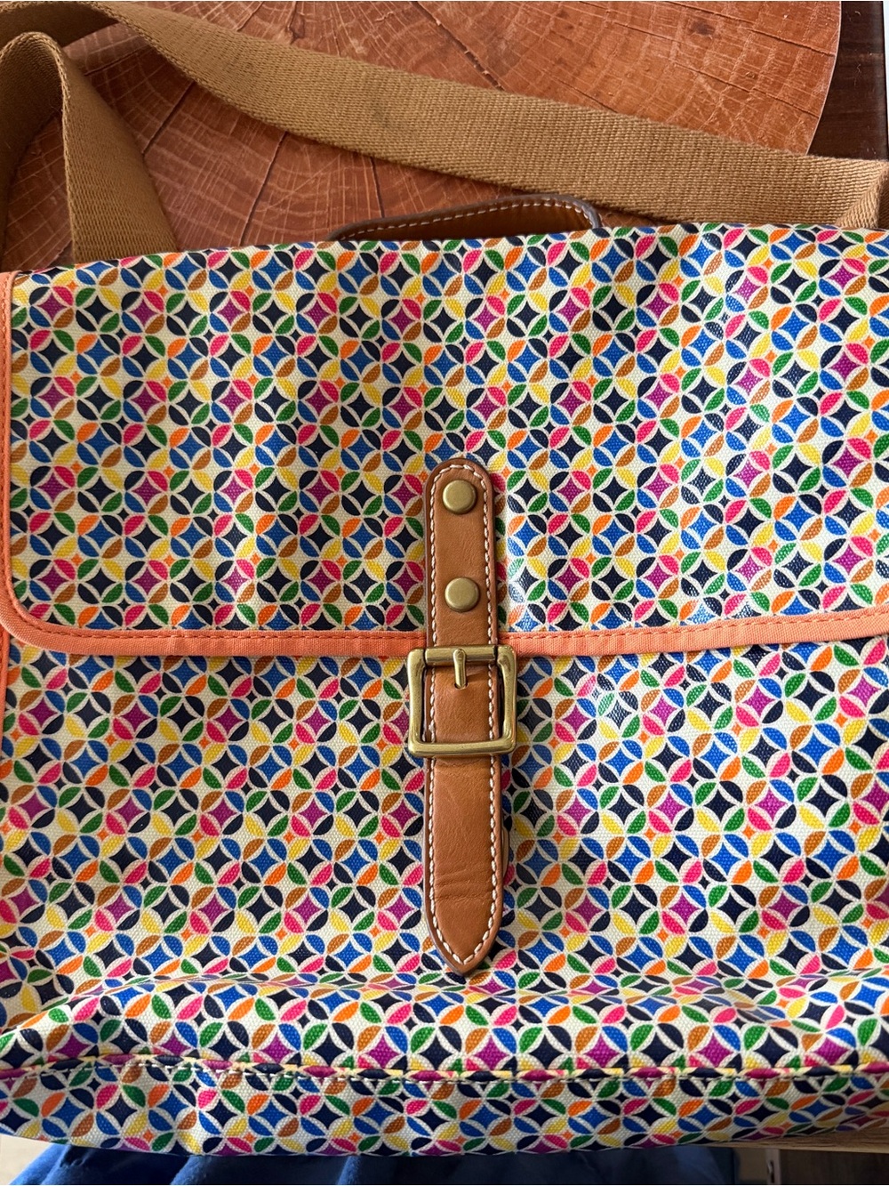Fossil Key-Per Multicolor Geometric Messenger Crossbody Bag